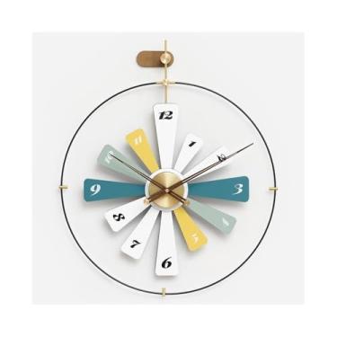 Imagem de Relógio de parede grande para sala de estar, 60 cm, redondo, silencioso, sem tique-taque, decoração criativa de luz, relógio de parede luxuoso, sala de estar, parede, decoração de casa (branco)