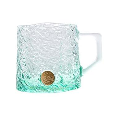 Imagem de Copo de vidro de água de 255 g com alça, pequeno copo de vidro transparente colorido para café, chá, suco, leite (verde)
