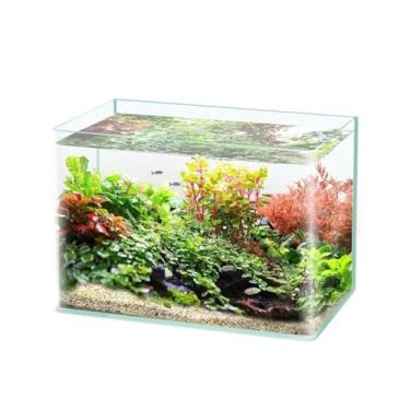 Imagem de Tanque de peixes moderno de vidro ultratransparente aquecido para artesanato curvo pequeno aquário tartaruga para sala de estar exibição de mesa (25 cm x 16 cm x 18 cm)