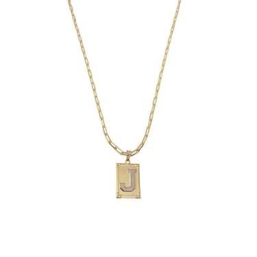 Imagem de Cordão 60Cm Masculino Feminino Pingente Letra J Banhado Ouro