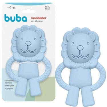 Imagem de Mordedor Em Silicone Leãozinho Buba Azul Maciez Perfeita Cor Azul-clar