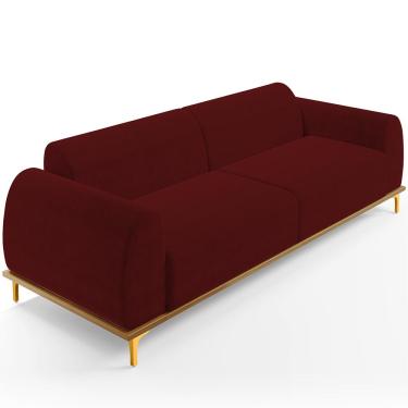 Imagem de Sofá 03 Lugares Para Sala de Estar Kiev 210 cm D02 Veludo Marsala C-278 - Lyam Decor