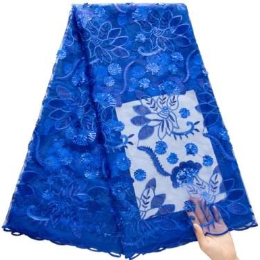 Imagem de ZhenGuiRu Tecido de renda africana 5 metros, tecido de renda jacquard bordado nigeriano para costura de festa de casamento