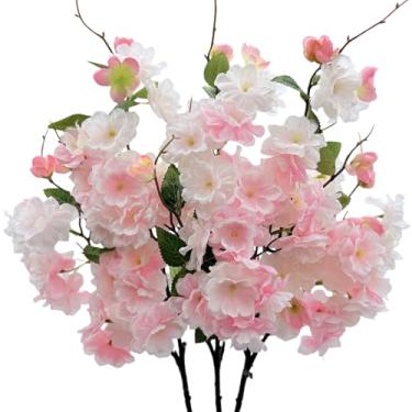 Imagem de FERIAL 3 ramos artificiais de flor de pêssego rosa