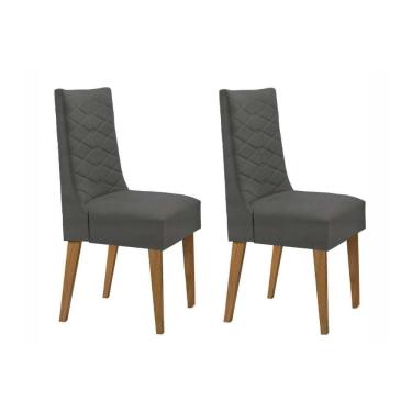 Imagem de Kit 2 Cadeiras De Cozinha Dafne Madeira Capuccino-suede Grafite - Rufato