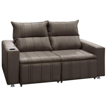 Imagem de Sofá Retrátil E Reclinável Madri 2l. 160cm C/molas - Veludo Marrom Chocolate