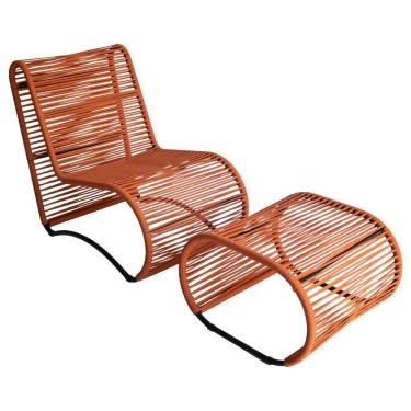 Imagem de Cadeira Poltrona E Puff Porto Para área Externa Em Alumínio Ocre