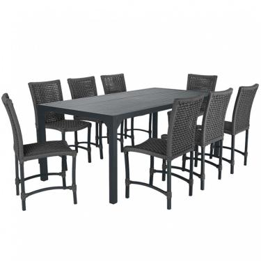 Imagem de 8 Cadeiras Corda Náutica E Mesa Tampo Ripado Retangular 2,00 Preto