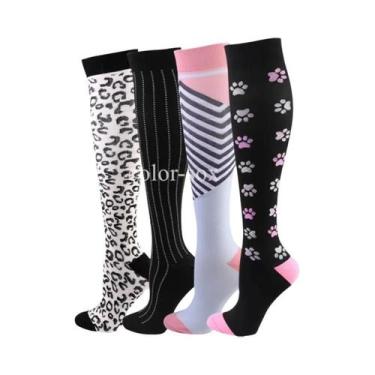 Imagem de Meias De Compressão Unissex 4 Pares Para Esportes, Corrida, Caminhada,