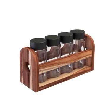 Imagem de Porta Temperos Em Madeira Teca Com 4 Vidros - Stolf