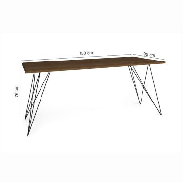 Imagem de Mesa De Madeira Trama Plus Base Preto Com Tampo Amêndoa 150 X 90 - New Green - Marrom