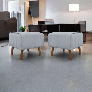 Imagem de Kit 2 Puffs Decorativos Verso Retangular Bouclé Premium - Cinza Buclê