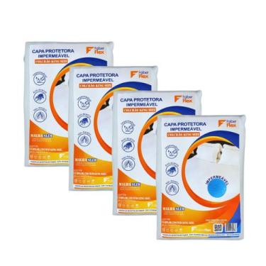 Imagem de Kit 4 Capas Protetoras King Impermeável Antiácaro Malha - Faiber Flex