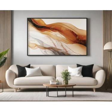 Imagem de Quadros Decorativos com Moldura Marmore Abstrato Marrom para Sala Quar