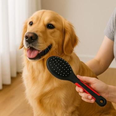 Imagem de Escova Dupla Remover Pulga Higiene Pente Pet Cachorro Gato Desembaraça