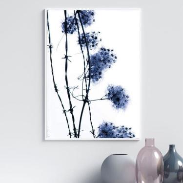 Imagem de Quadro Fotografia Flores Do Campo Azul 24X18Cm - Com Vidro