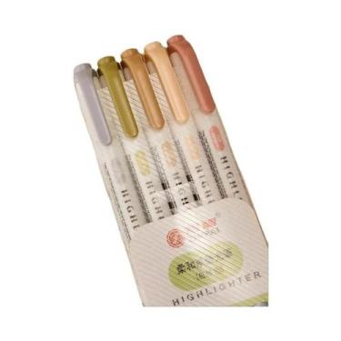 Imagem de Conjunto De Canetas Marcadoras Pastel Com 5 Cores, Marcadores Fluoresc