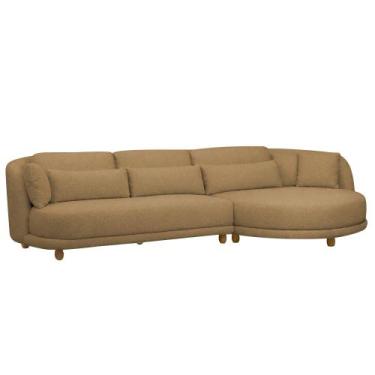 Imagem de Sofá 05 Lugares 330cm Arizona com Chaise Esquerdo Bouclé Camel - Nexta