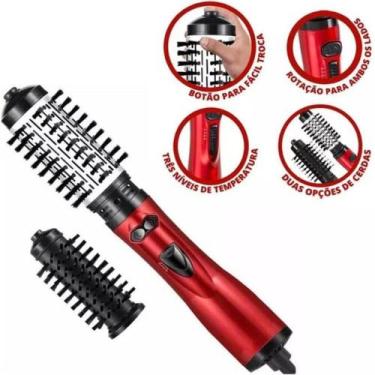 Imagem de Escova Rotativa 4 Em 1 Escova Secadora Tira O Frizz Cor Vermelha 220V 