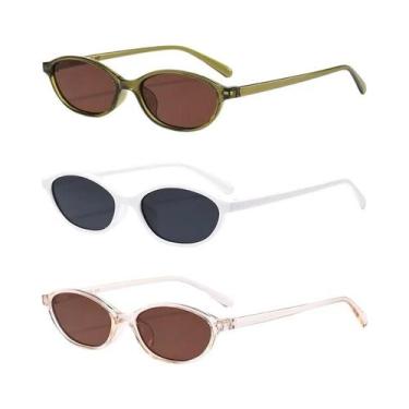 Imagem de Óculos De Sol Femininos Com Armação Pequena E Oval, Lentes Coloridas U