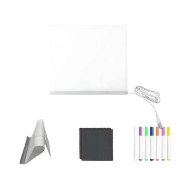 Imagem de Quadro De Desenho Acrílico LED Luminoso Com Suporte, Caneta Colorida E