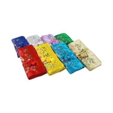 Imagem de Organizador De Joias De Viagem Dobrável Com Bordado Retrô Para Armazen