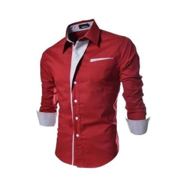 Imagem de Camisas Listradas Slim Fit Masculinas Preta E Branca De Manga Longa Pa