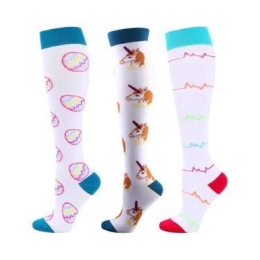 Imagem de Meias De Compressão Para Mulheres E Homens, 3 Pares, Altura Do Joelho,