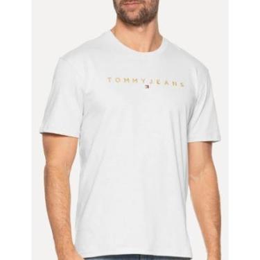 Imagem de Camiseta Tommy Jeans Masculina Core Linear Gold Logo Branca-Masculino