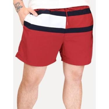 Imagem de Short Tommy Hilfiger Medium Drawstring Colourblock Vermelho-Masculino