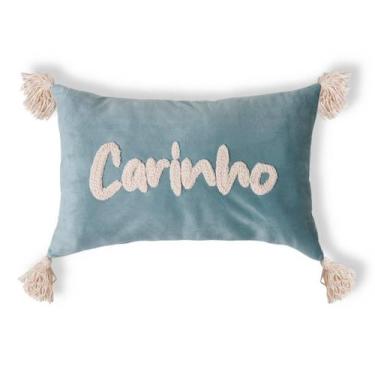 Imagem de Capa de Almofada Bordada com Tassels Carinho Azul - Westwing Collectio