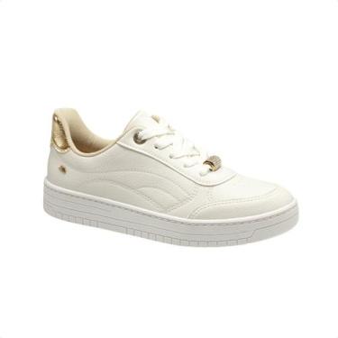 Imagem de Tênis Casual Feminino Dakota Branco E Dourado, White, 36