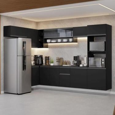 Imagem de Armário de Cozinha Completa de Canto Suspenso 465 cm Preto Nice Madesa