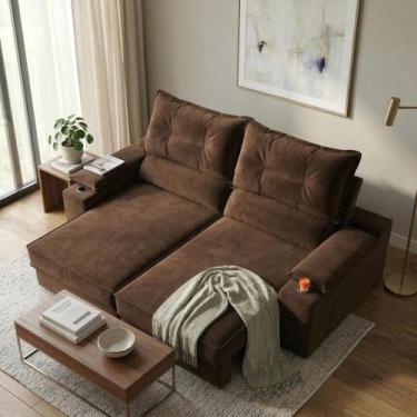 Imagem de Sofá Retrátil 2 Lugares Porta-copos Suede 1,50m Santiago - CIALAR MÓVE