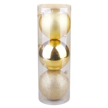 Imagem de Kit Bola de Natal Elegance Dourado 3 Unidades 10cm