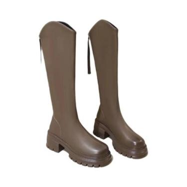 Imagem de Botas Femininas De Inverno Com Salto Alto E Cano Longo, Estilo Retrô, 