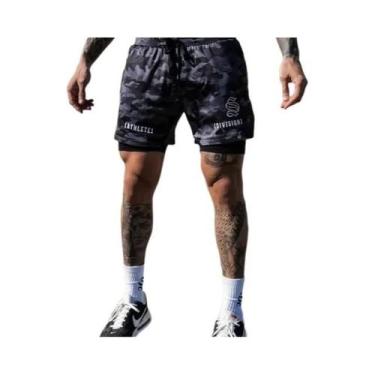 Imagem de Shorts Masculinos 2 Em 1 Para Corrida, Jogging E Treino, Secagem Rápid