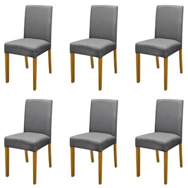 Imagem de Kit 6 Cadeiras De Jantar Estofadas Madeira Maciça Multimóveis Cr15023 Madeirado-Cinza