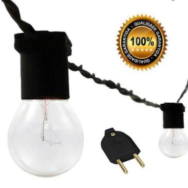 Imagem de Varal de luzes Lampadas Preto 20M Pra Iluminação Com Plug - Bela Home 