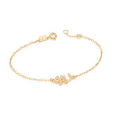 Imagem de Pulseira Trevo e Ferradura com Zircônia Rommanel 552235 Cor:Dourado, D