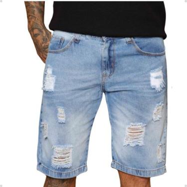 Imagem de Bermuda Jeans Masculina Destroyed Casual Estilo Urbano - AZ04 JEANS, 8