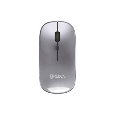 Imagem de Mouse Sem Fio Hrebos HS-526 Wireless 2.4Ghz USB Prata DPI Ajustável 80