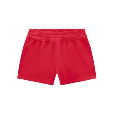 Imagem de Shorts básico infantil menina de moletinho Brandili-Vermelho, 8, Verme
