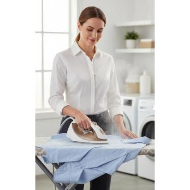 Imagem de 2x Ferro Vapor Antiaderente 1200W Jato Rápido Champanhe - Congratulati