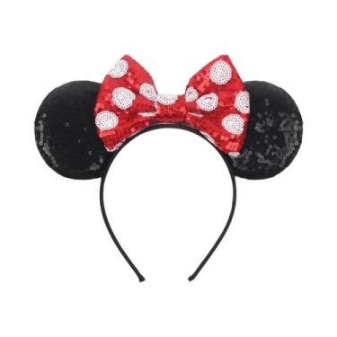 Imagem de Tiara De Orelhas De Rato Com Laço De Lantejoulas De 5 Polegadas Para M