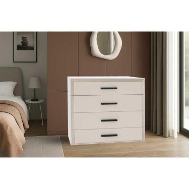 Imagem de Cômoda Casal Valência c/ 4 Gavetas Freijo/Creme - Politorno