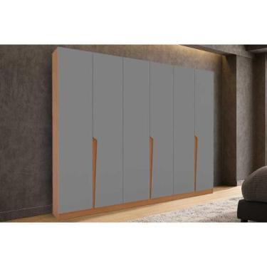 Imagem de Guarda Roupa 6 Portas e 4 Gavetas Porto Freijo/Cinza - Politorno