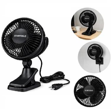 Imagem de Ventilador mesa 127v preto fixador oscilante ajustavel silencioso mult