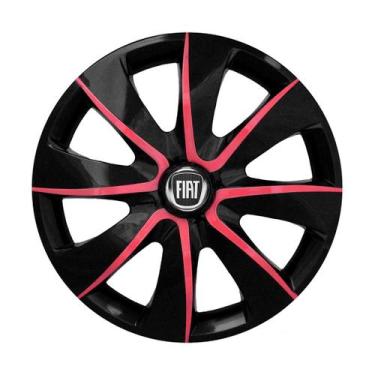 Imagem de Calota esportiva prime 13 pink + emblema fiat preto - Garagem Online E