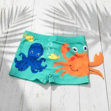 Imagem de Sunga 3D Infantil Boxer UV50+ Para Praia Piscina Natação Bebê Menino T